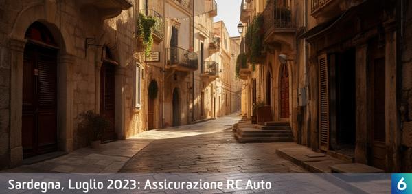 Osservatorio Prezzi Assicurazione Auto in Sardegna in Luglio 2023